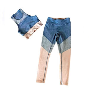 Outdoor voices matching bra and leggings set size small color block so cute